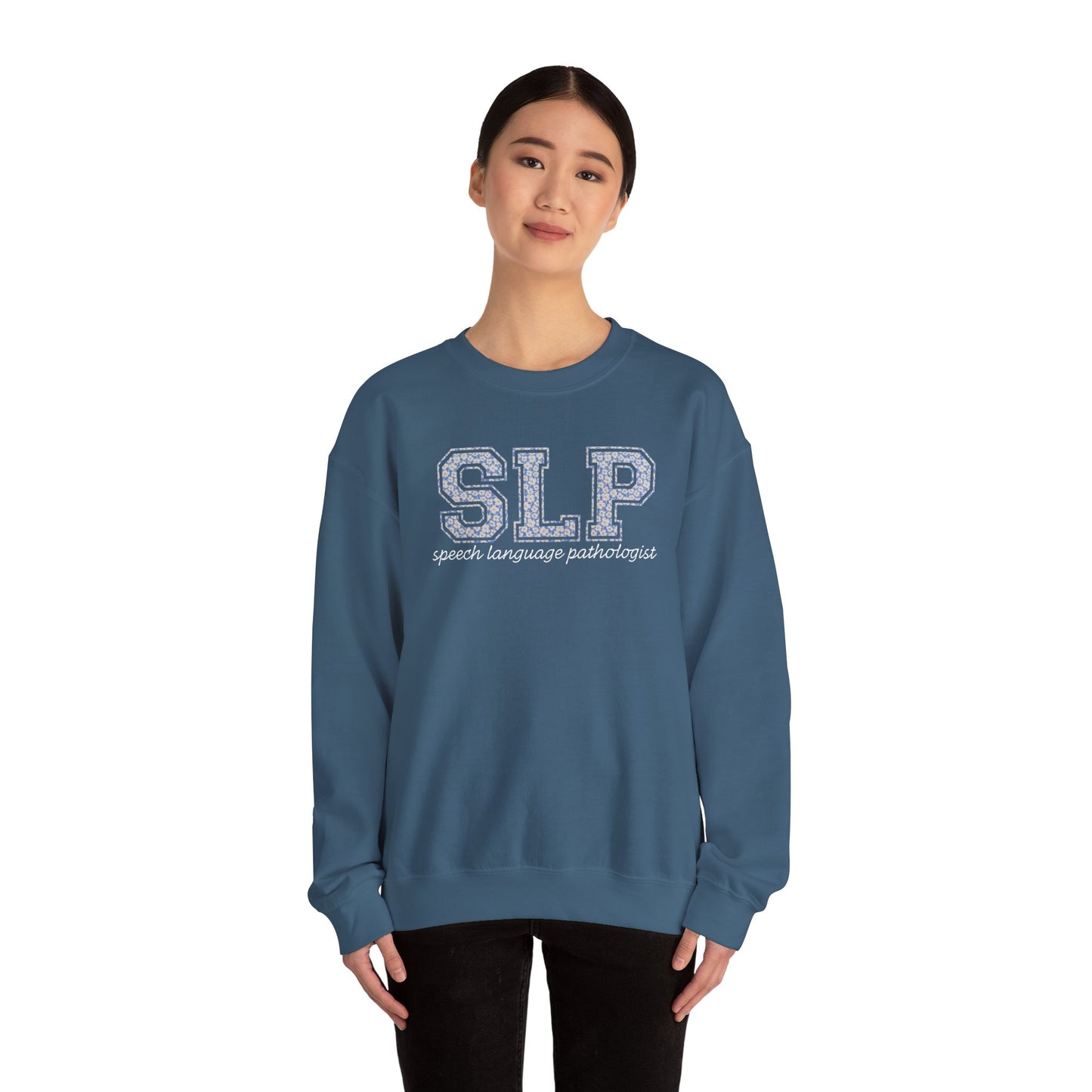 SLP Sweatshirt | Collegiate Floral Crewneck | Speech Therapist Gift