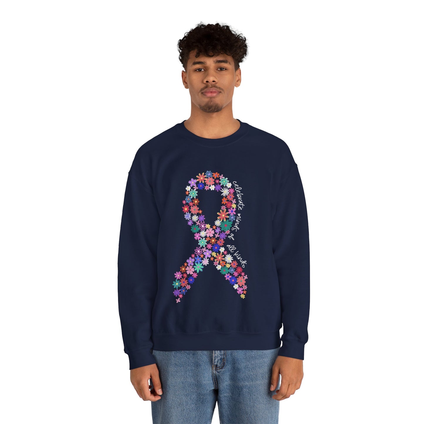 Minds of All Kinds Sweatshirt | Neurodiversity Awareness Floral Ribbon Crewneck