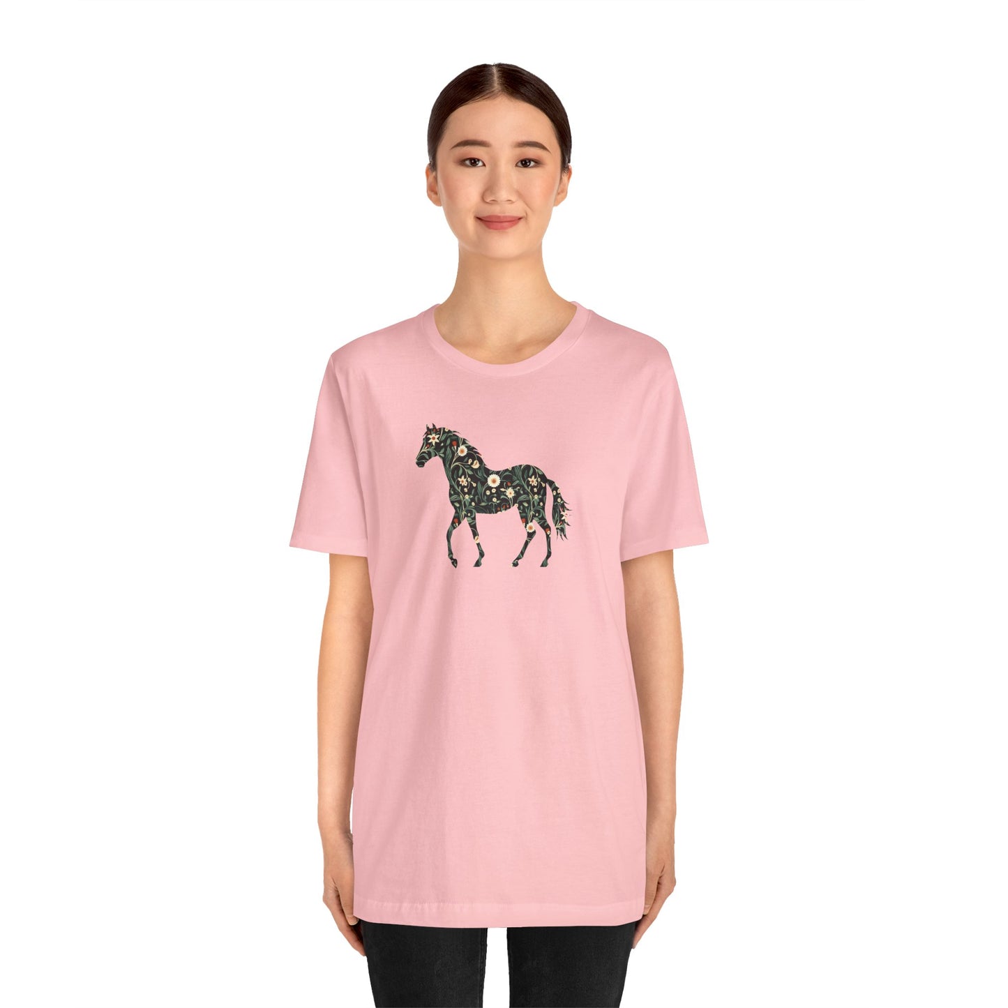 Floral Horse Short Sleeve T-Shirt - Green Vine