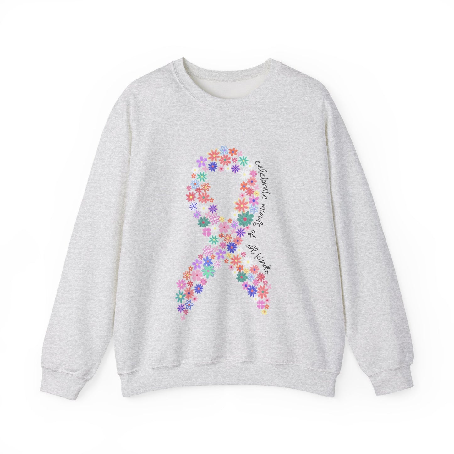 Minds of All Kinds Sweatshirt | Neurodiversity Awareness Floral Ribbon Crewneck