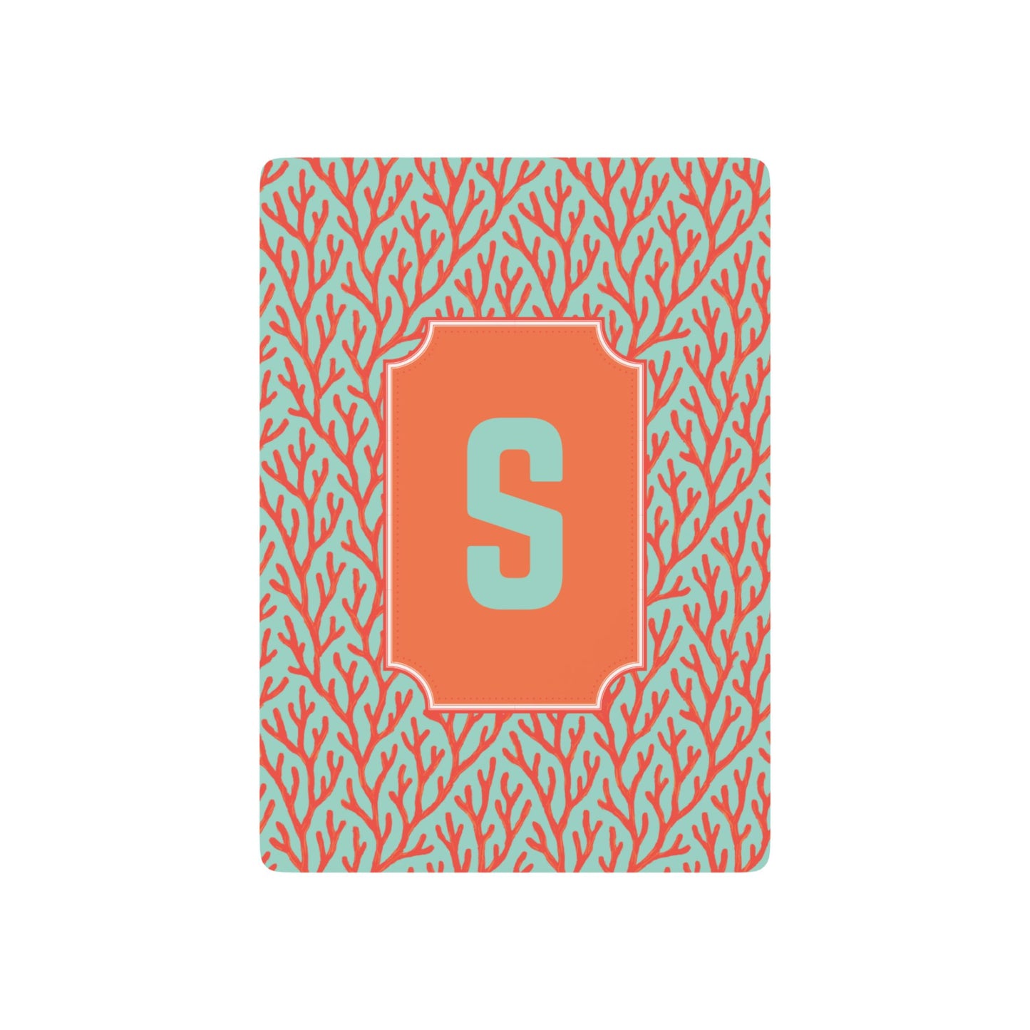 Personalized Coral Monogram Playing Cards