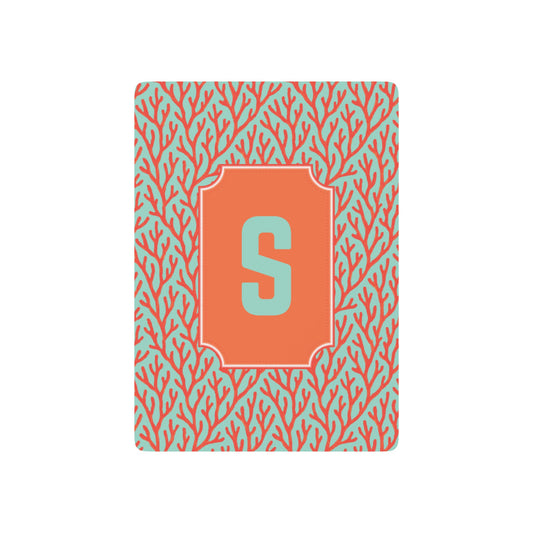 Personalized Coral Monogram Playing Cards