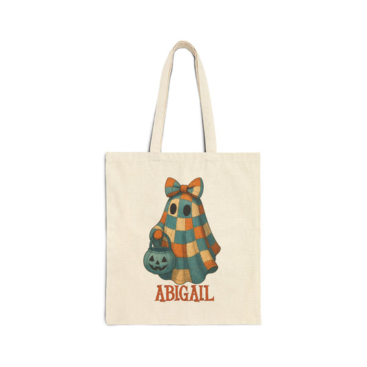 Personalized Halloween Trick or Treat Bag | The Anchored Bloom Patchwork Ghost