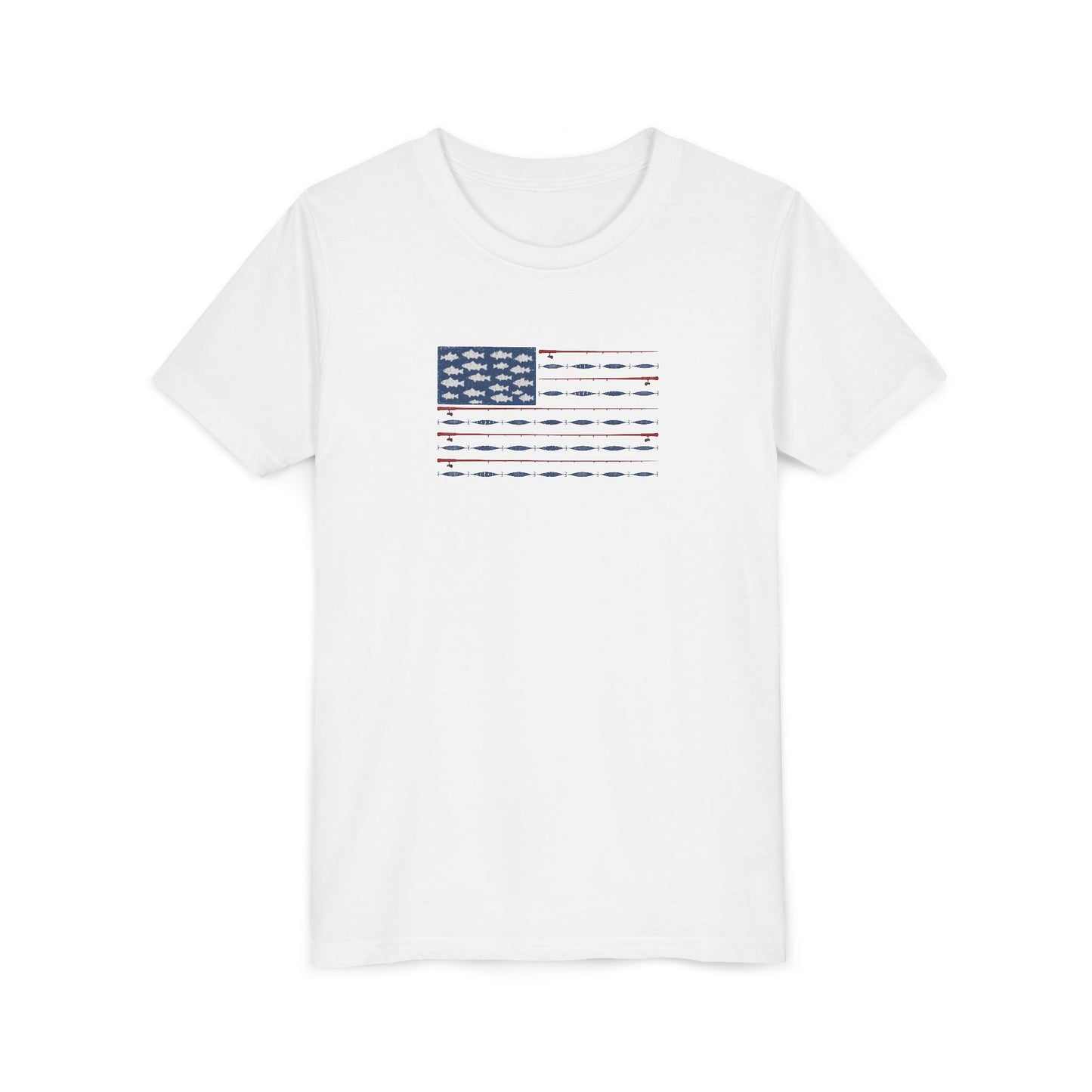 Kids Fishing Flag T-Shirt | Patriotic Lake Life Tee