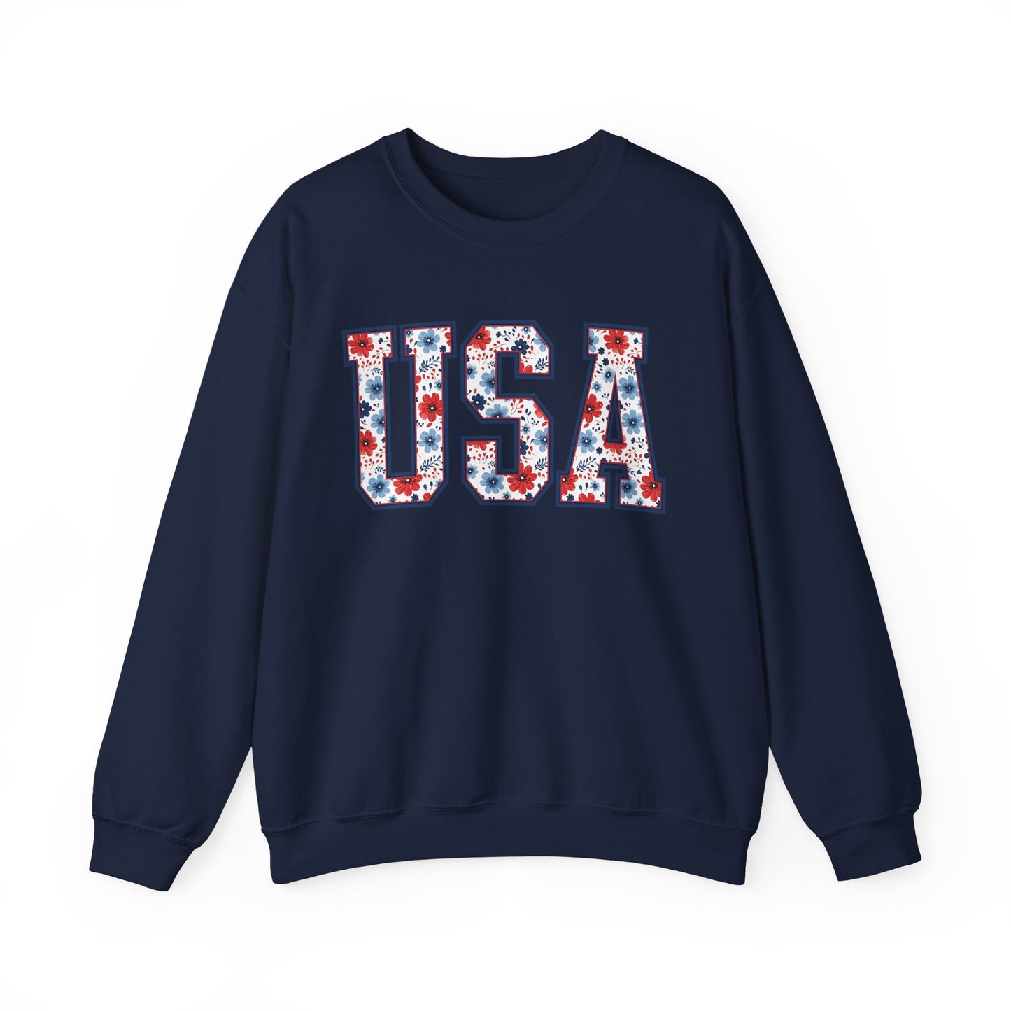Floral USA  Vintage Americana Crewneck