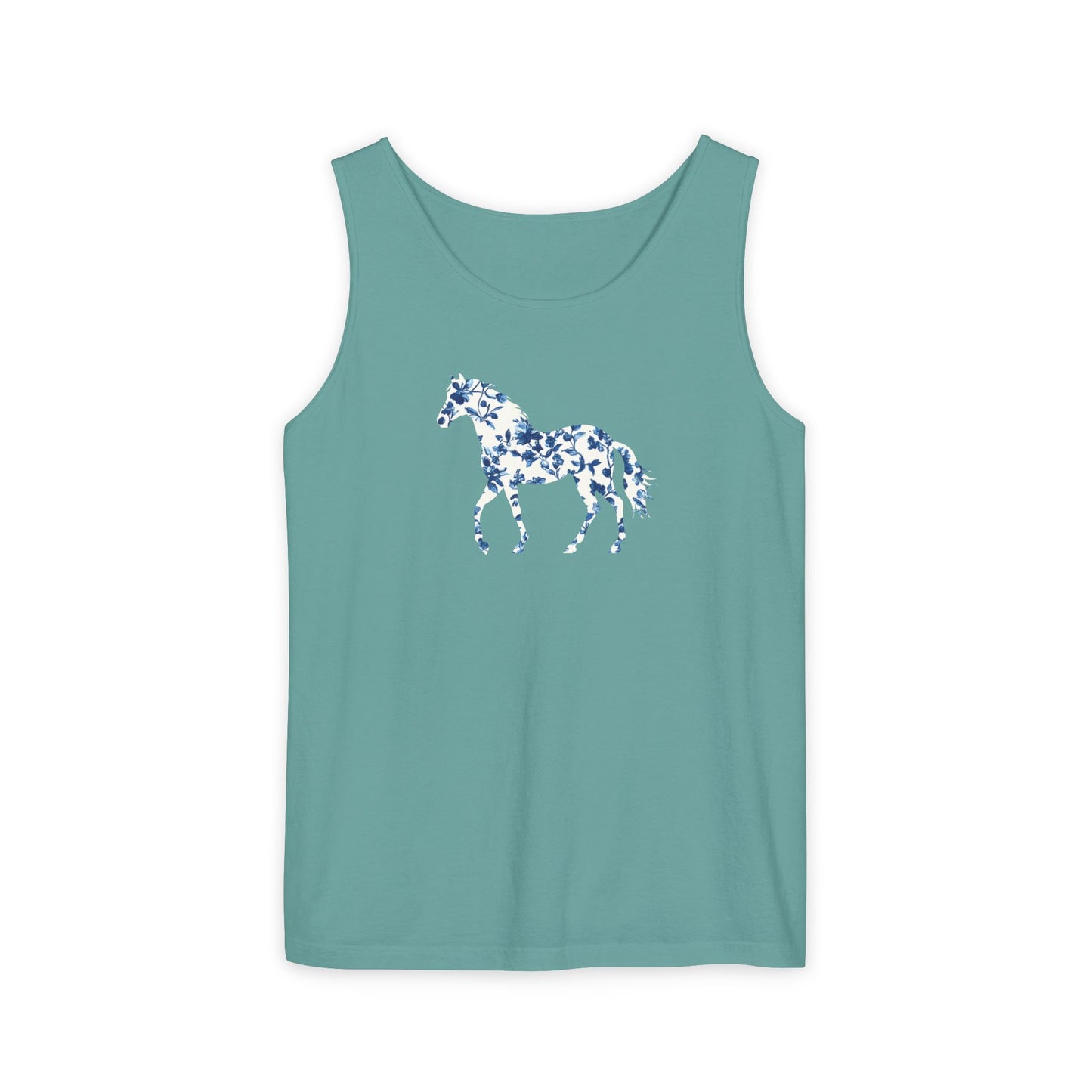 Floral Horse Tank - Blue Vines