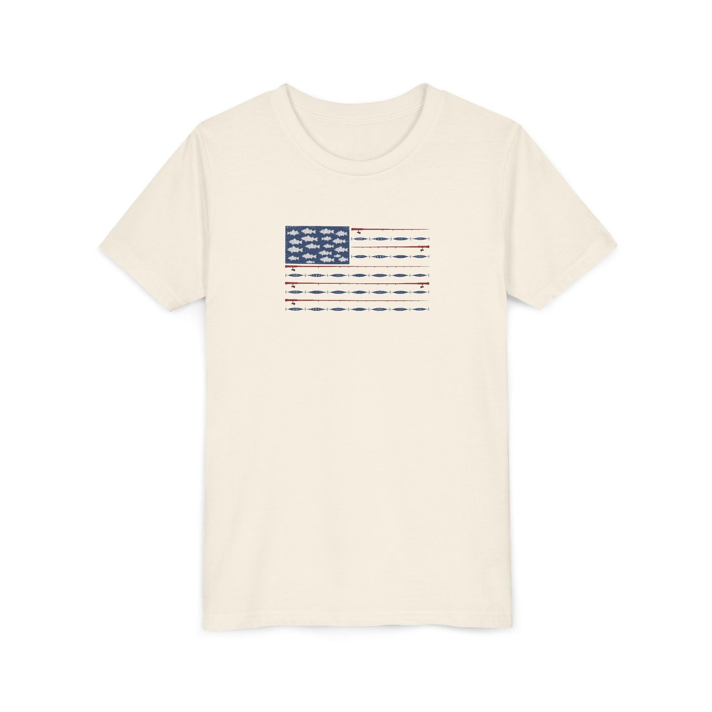 Kids Fishing Flag T-Shirt | Patriotic Lake Life Tee