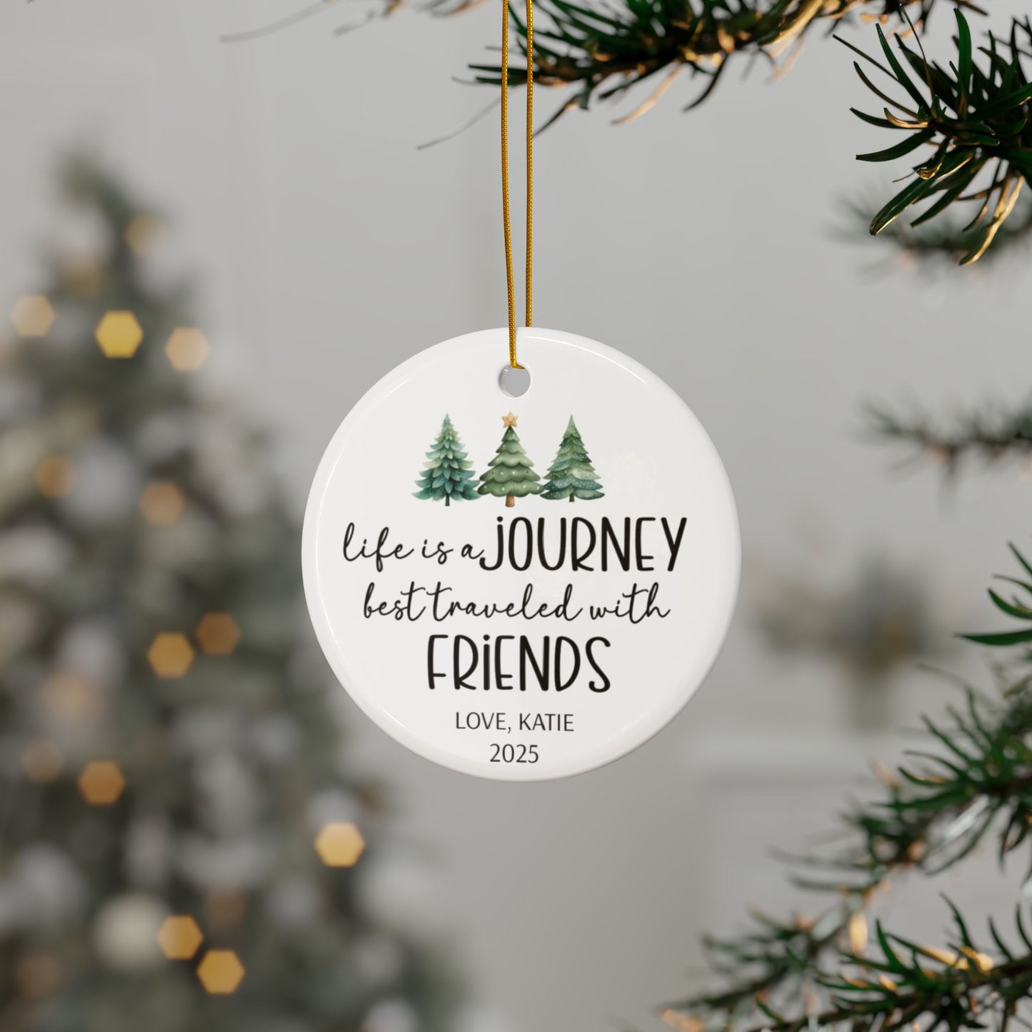 Customizable Life Is a Journey Christmas Tree Ornament