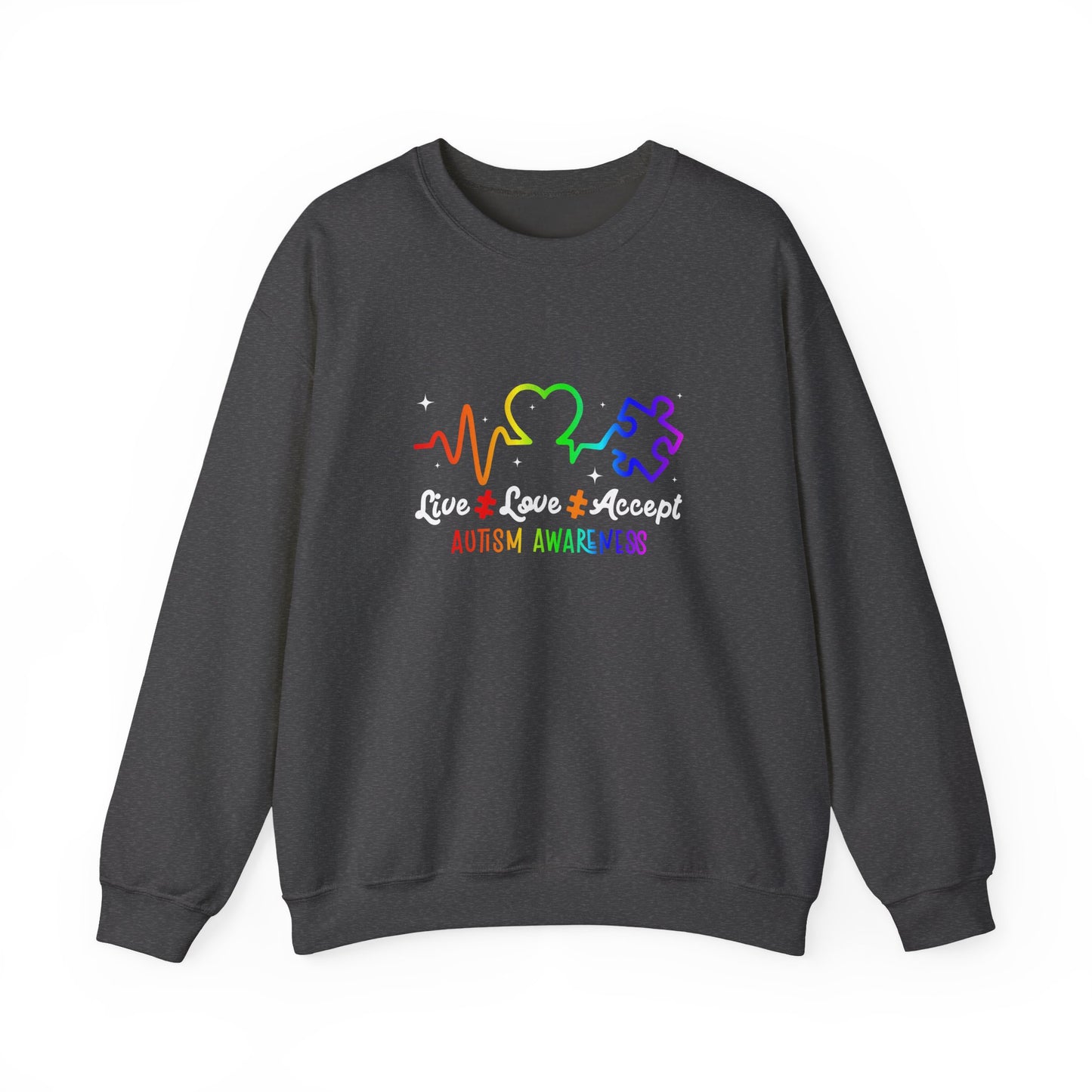 Live Love Accept Autism Awareness Sweatshirt | Neurodiversity Support Crewneck