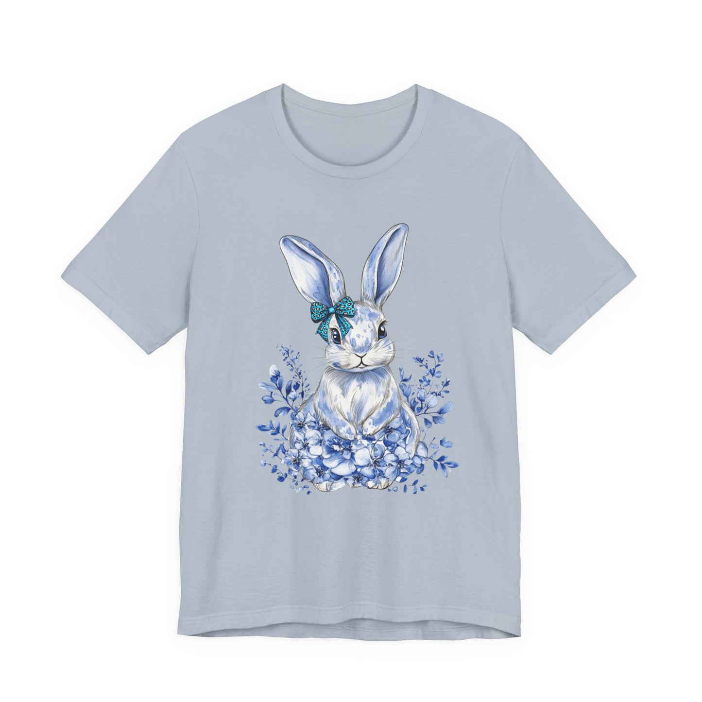 Blue Floral Bunny Shirt | Watercolor Easter Rabbit Tee