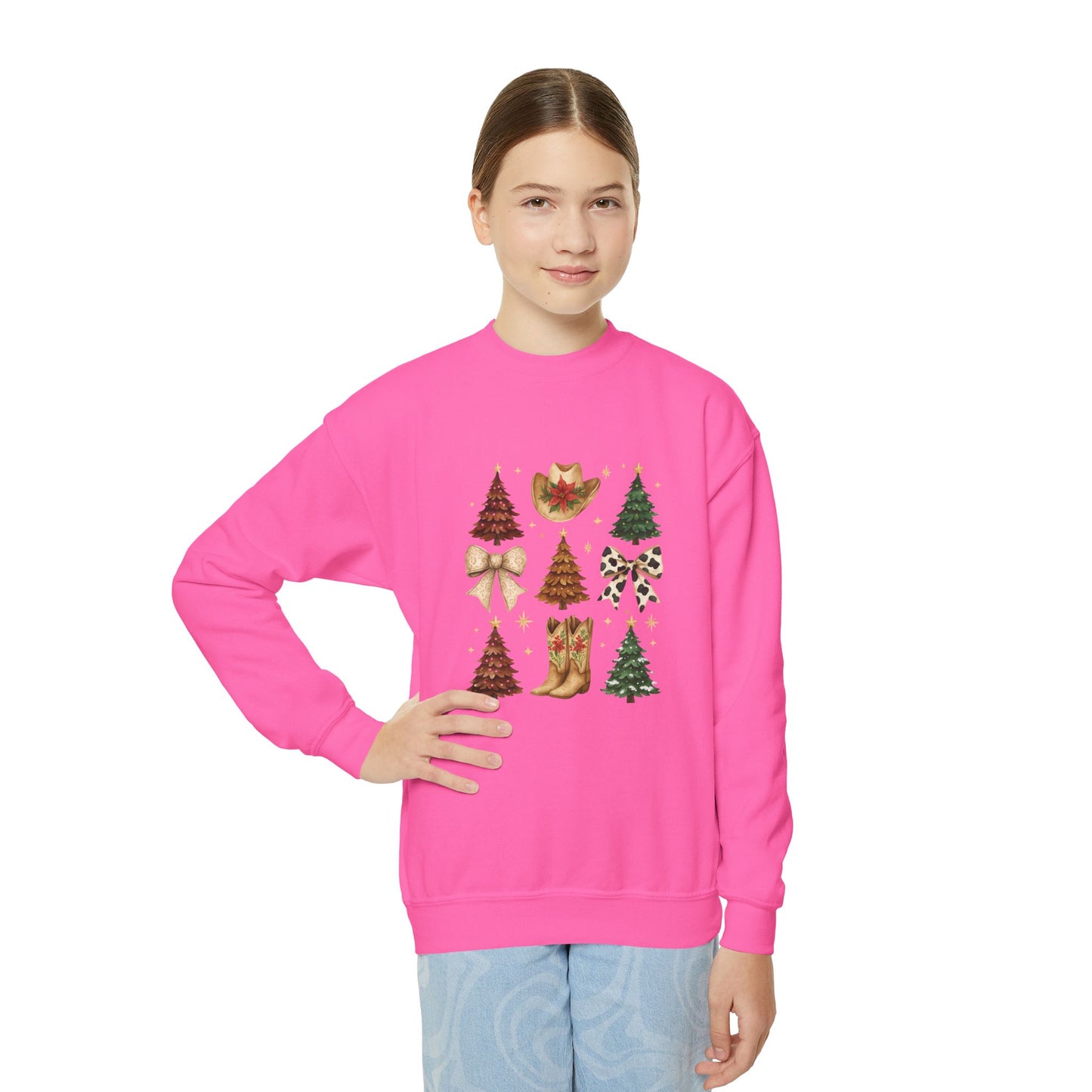 Cowgirl Christmas Youth Sweatshirt – Western Holiday Pullover for Kids