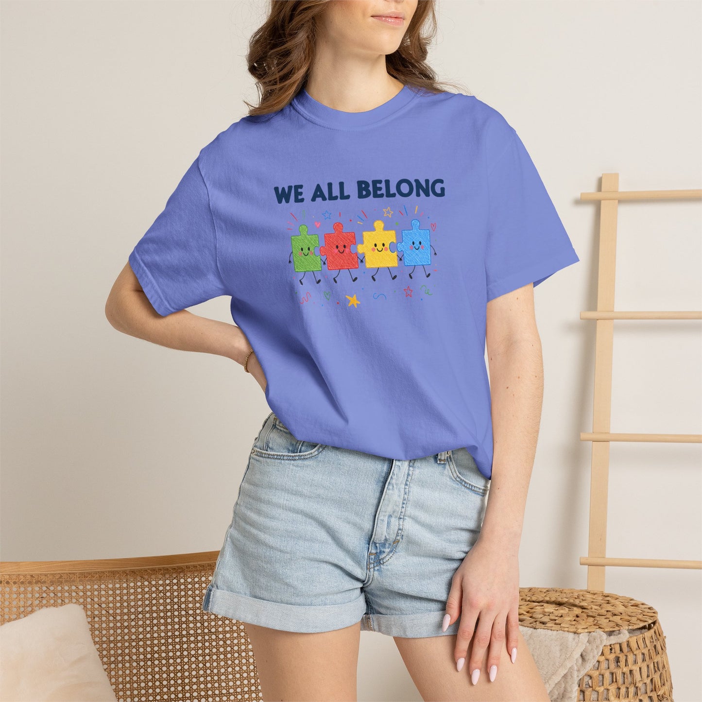We All Belong Puzzle Piece Teacher Shirt | Neurodiversity & Inclusion T-Shirt