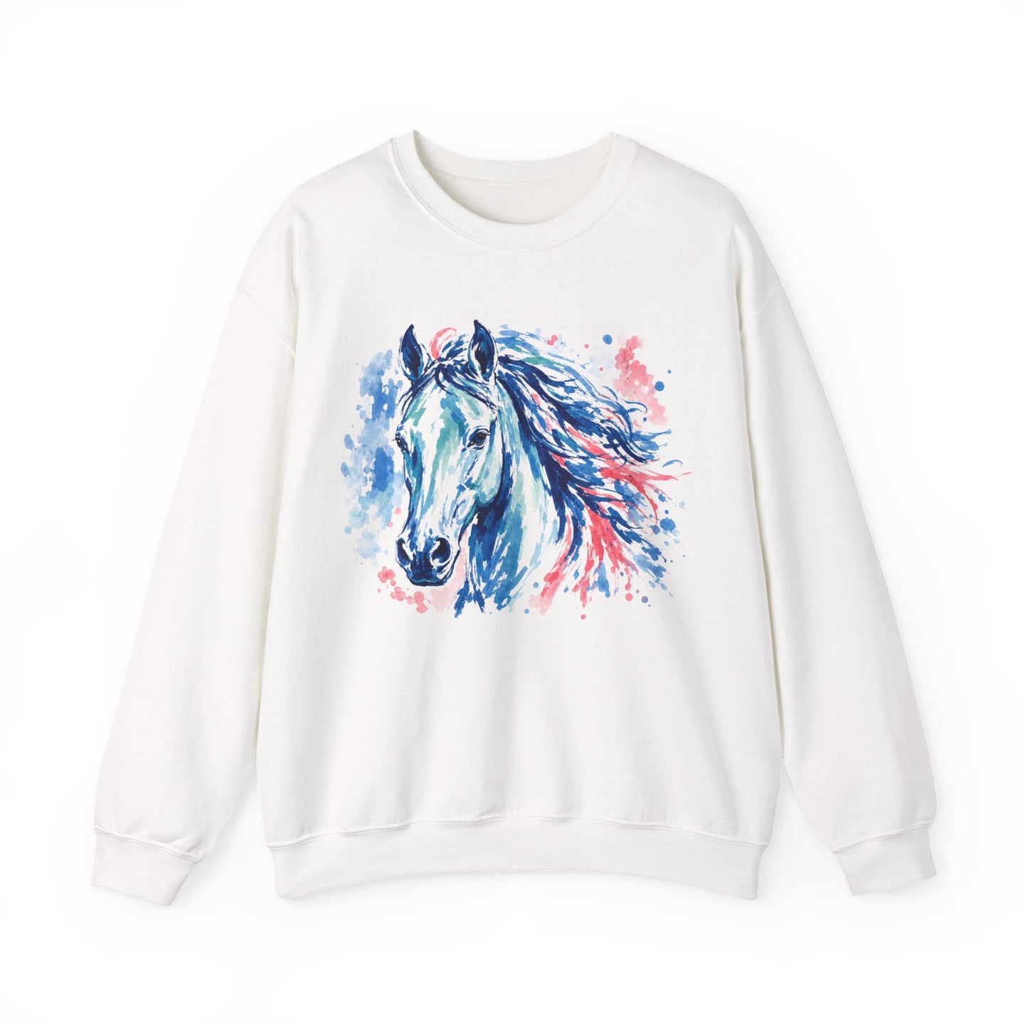 Blue Watercolor Horse Sweatshirt | Equestrian Crewneck