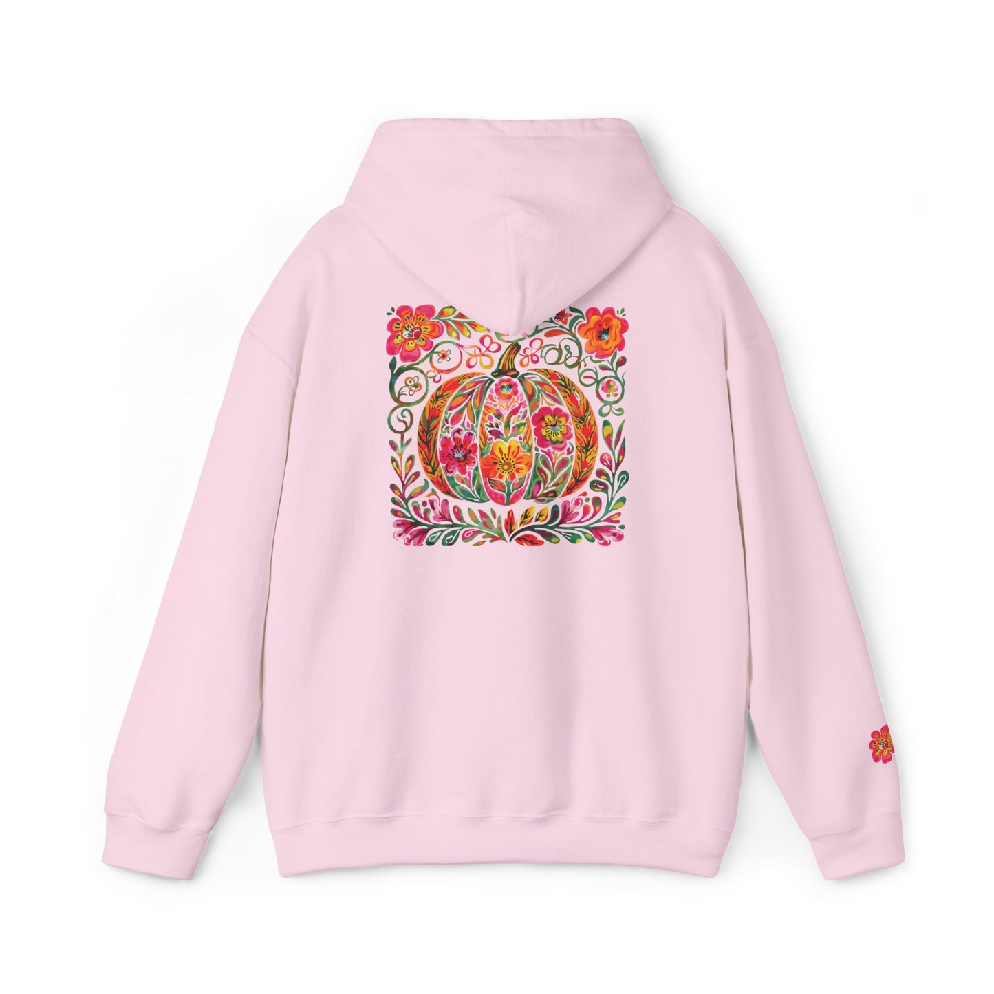 Boho Pumpkin Floral Hooded Sweatshirt