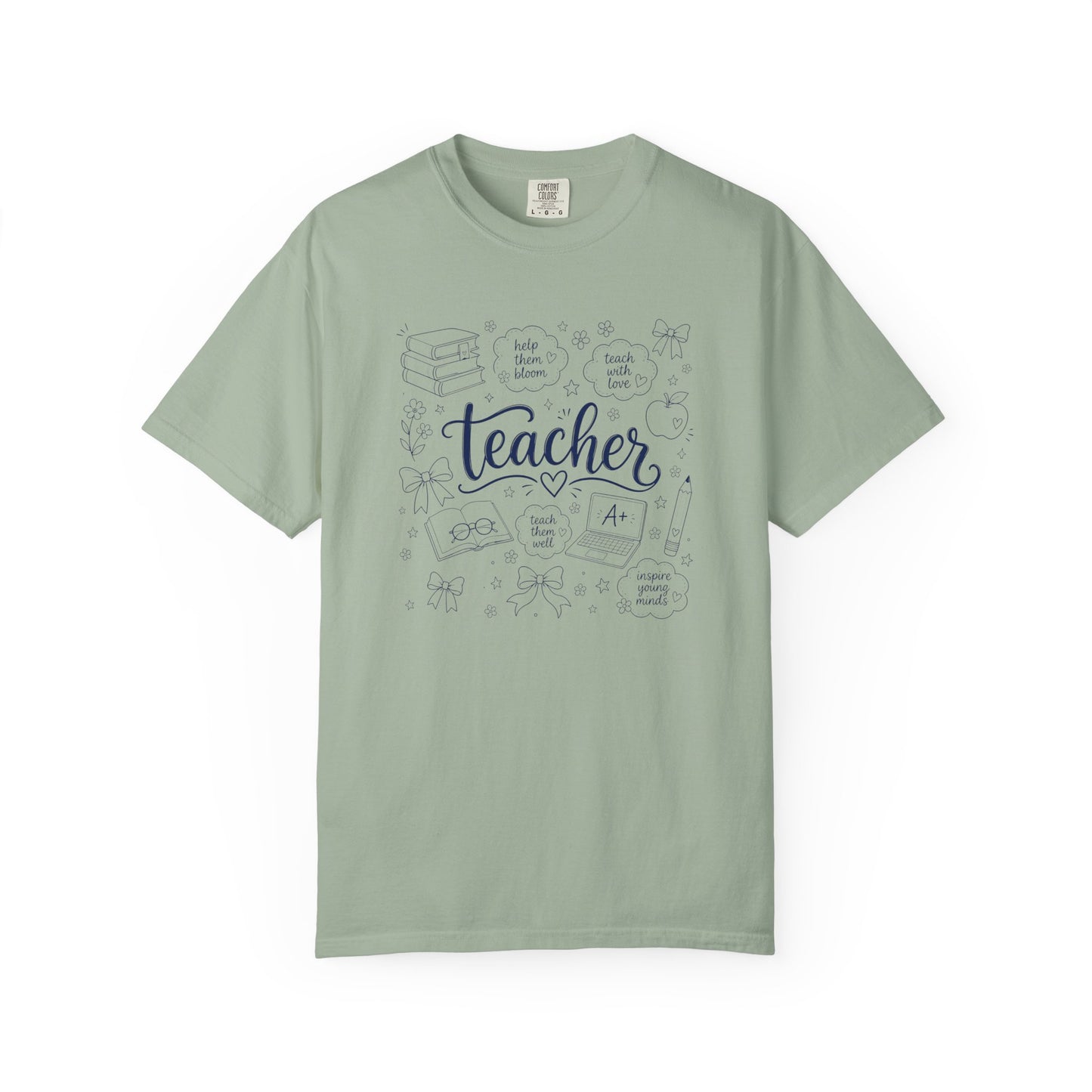 Teacher Comfort Colors® T-Shirt | Hand Drawn Teacher Graphic Tee