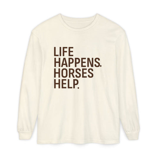 Horses Help Long Sleeve Shirt | Equestrian Graphic Tee