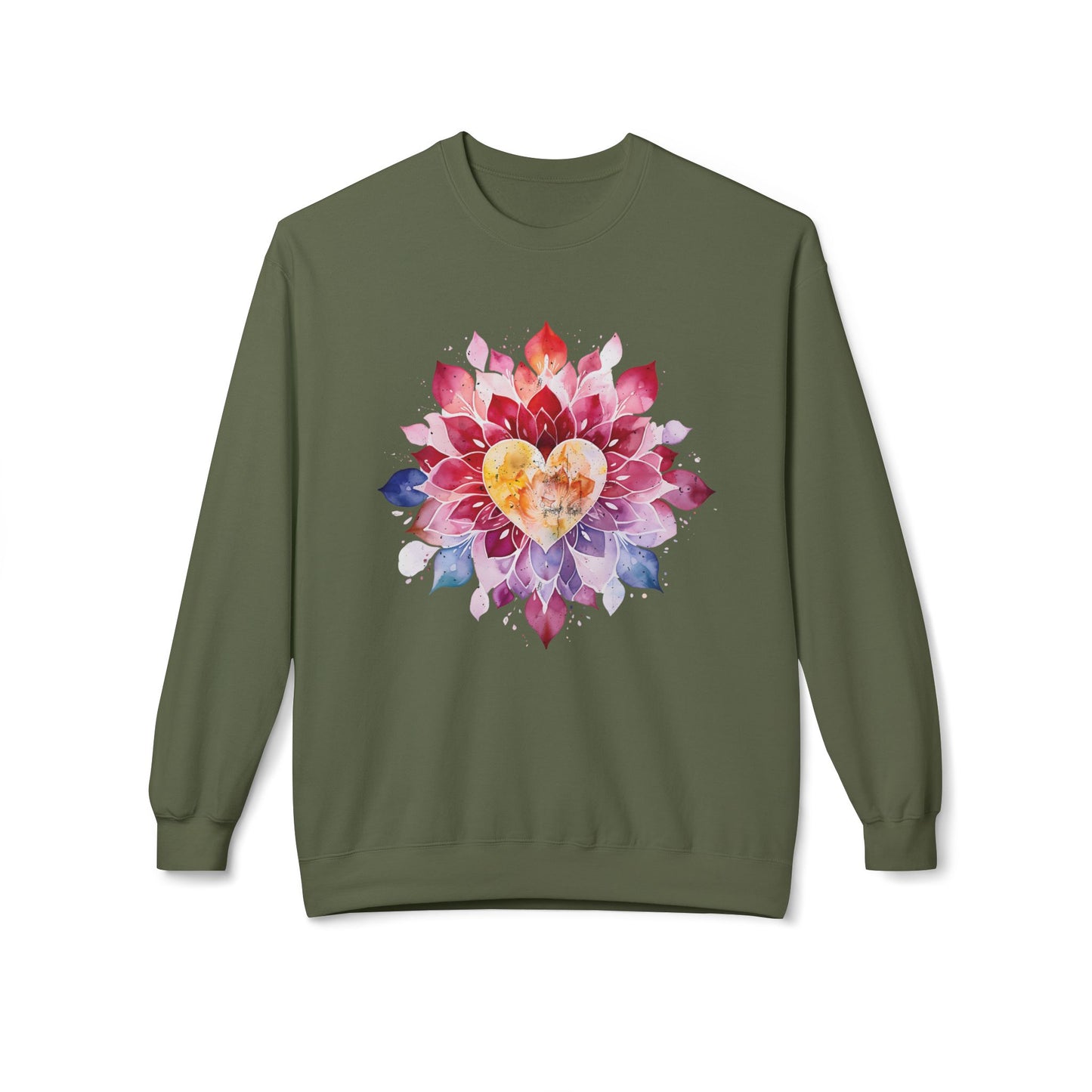 Heart of Harmony Watercolor Mandala Sweatshirt