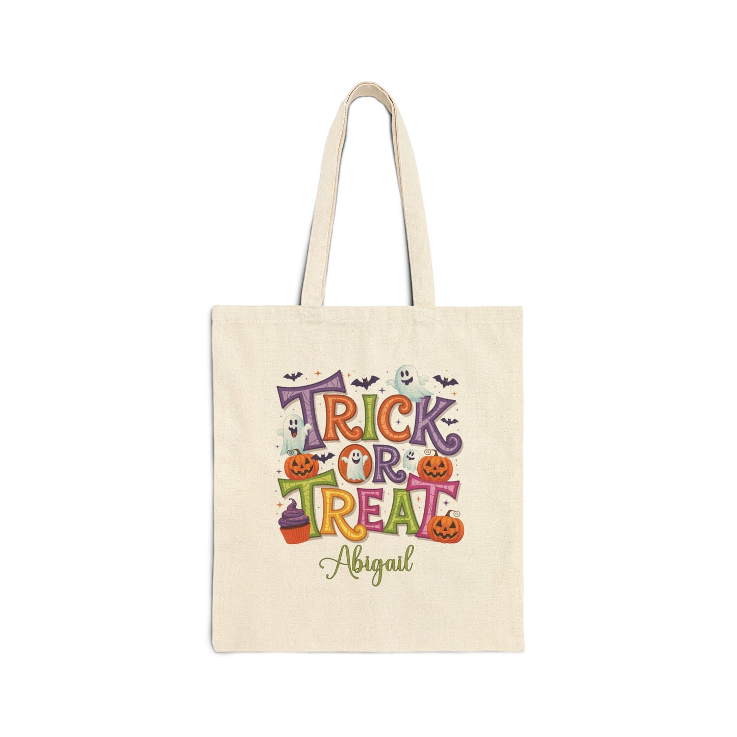 Personalized Trick or Treat Halloween Tote Bag | Custom Name Trick or Treat Bag