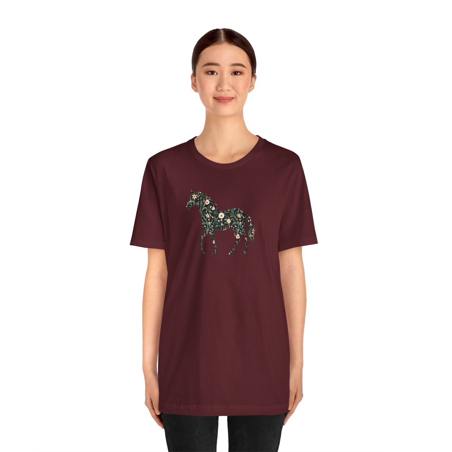 Floral Horse Short Sleeve T-Shirt - Green Vine