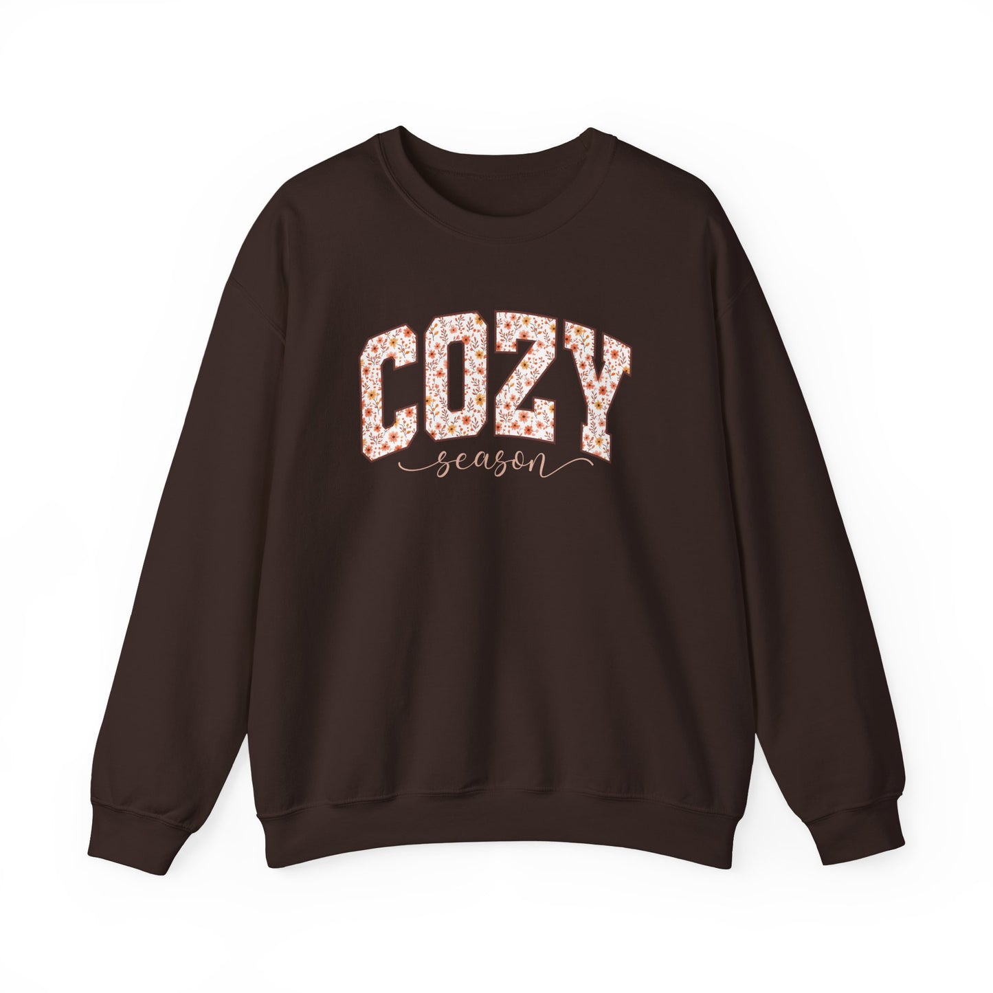 Cozy Season Sweatshirt | Retro Fall Graphic Botanical Pullover | Floral Autumn Leaves Cozy Sweater