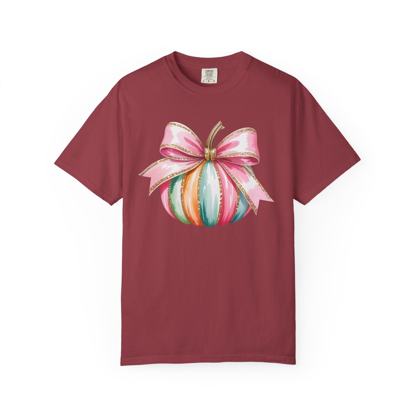 Pastel Pumpkin Bow T-Shirt – Cute Fall Graphic Tee, Teacher Gift, Fall Outfit, Festive Halloween Top