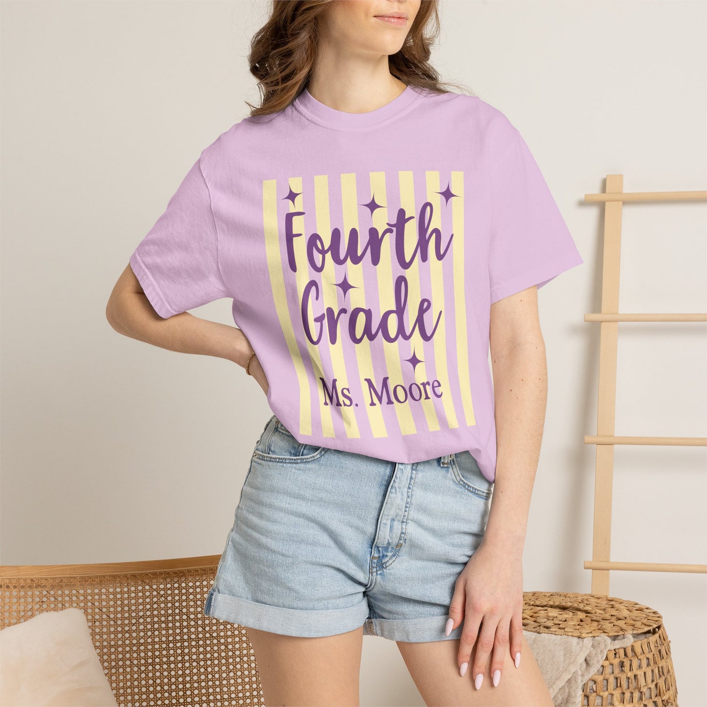Personalized Fourth Grade Teacher Shirt | Custom Matching Fourth Grade Teacher Comfort Colors T-Shirt
