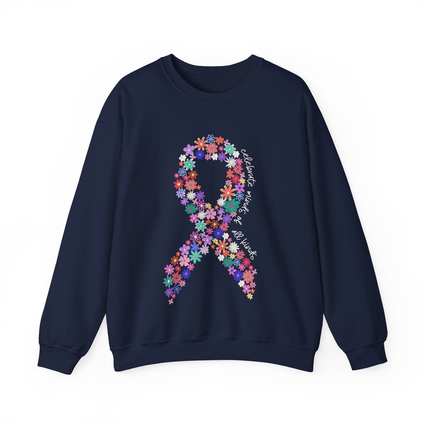 Minds of All Kinds Sweatshirt | Neurodiversity Awareness Floral Ribbon Crewneck