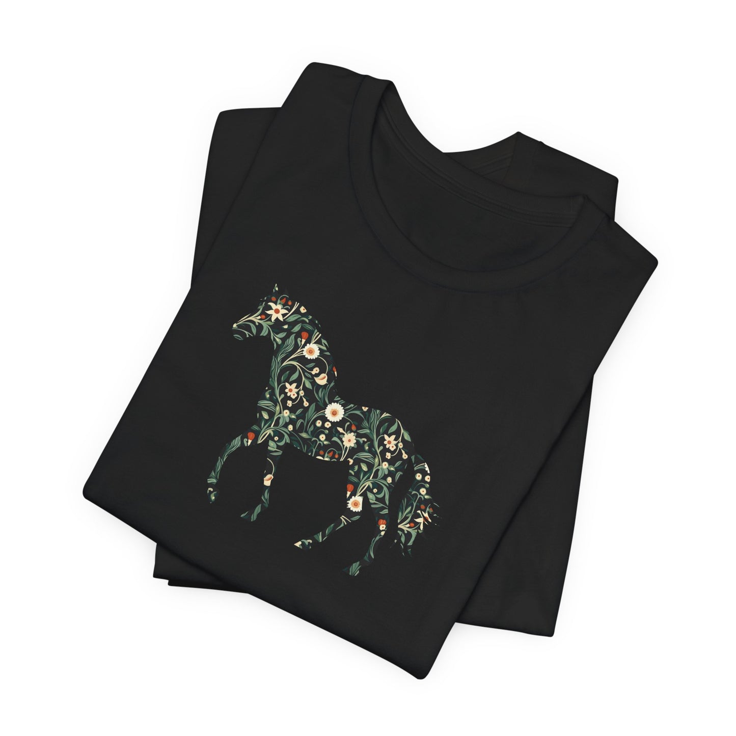 Floral Horse Short Sleeve T-Shirt - Green Vine