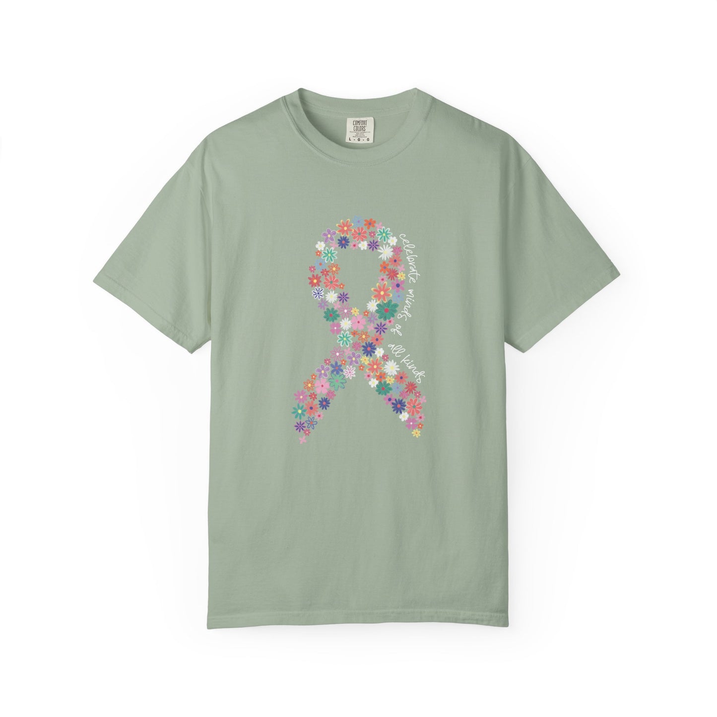 Minds of All Kinds T Shirt | Autism Awareness Floral Ribbon Tee | Comfort Colors Neurodiversity Inclusion