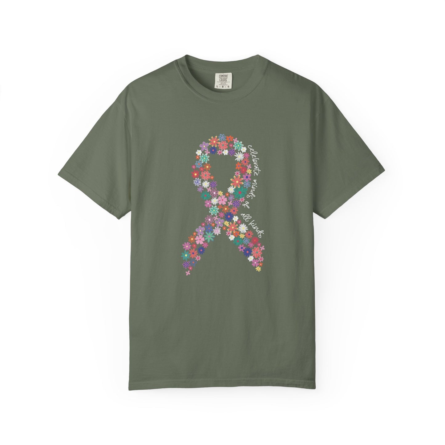 Minds of All Kinds T Shirt | Autism Awareness Floral Ribbon Tee | Comfort Colors Neurodiversity Inclusion