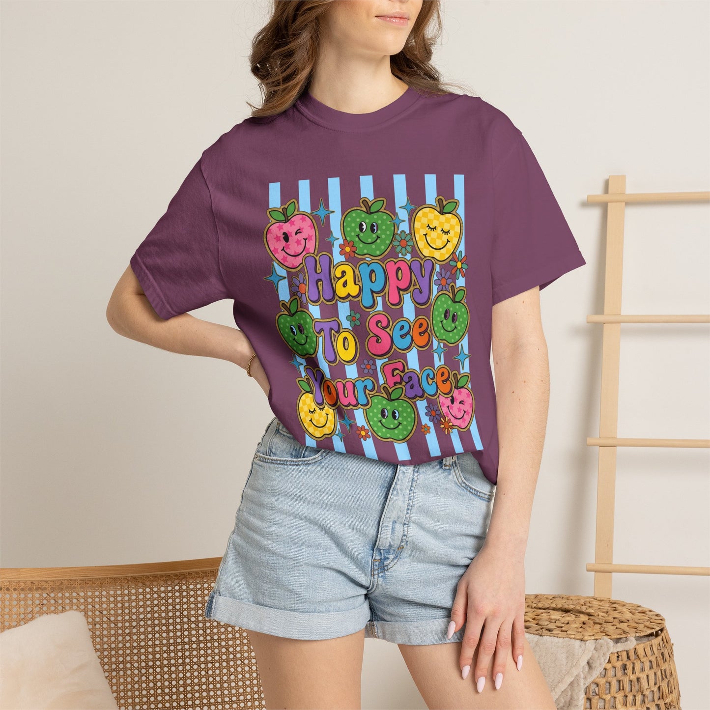 Happy To See Your Face Teacher Shirt |  Retro Comfort Colors Back to School Shirt