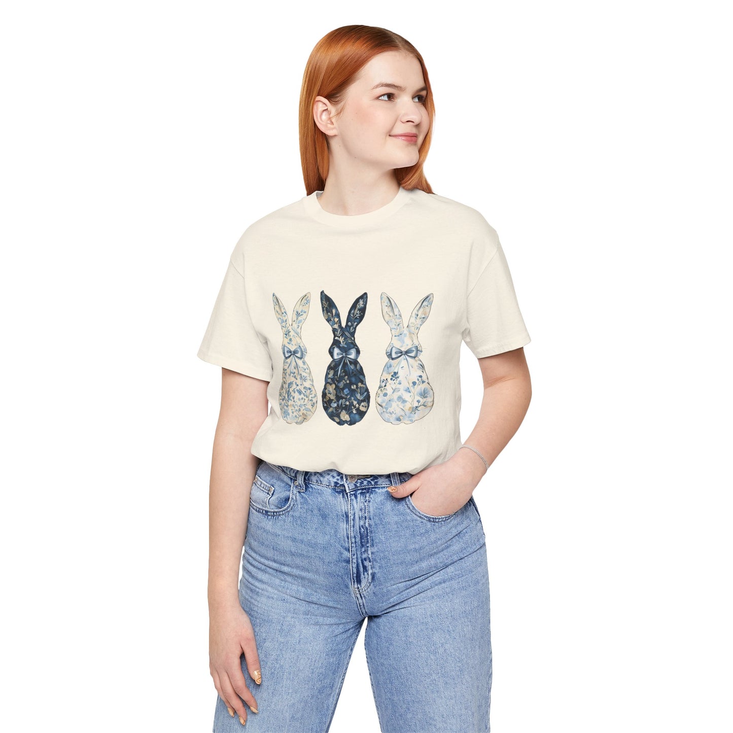 Blue Chinoiserie Bunny Shirt | Vintage Bunny Trio Tee