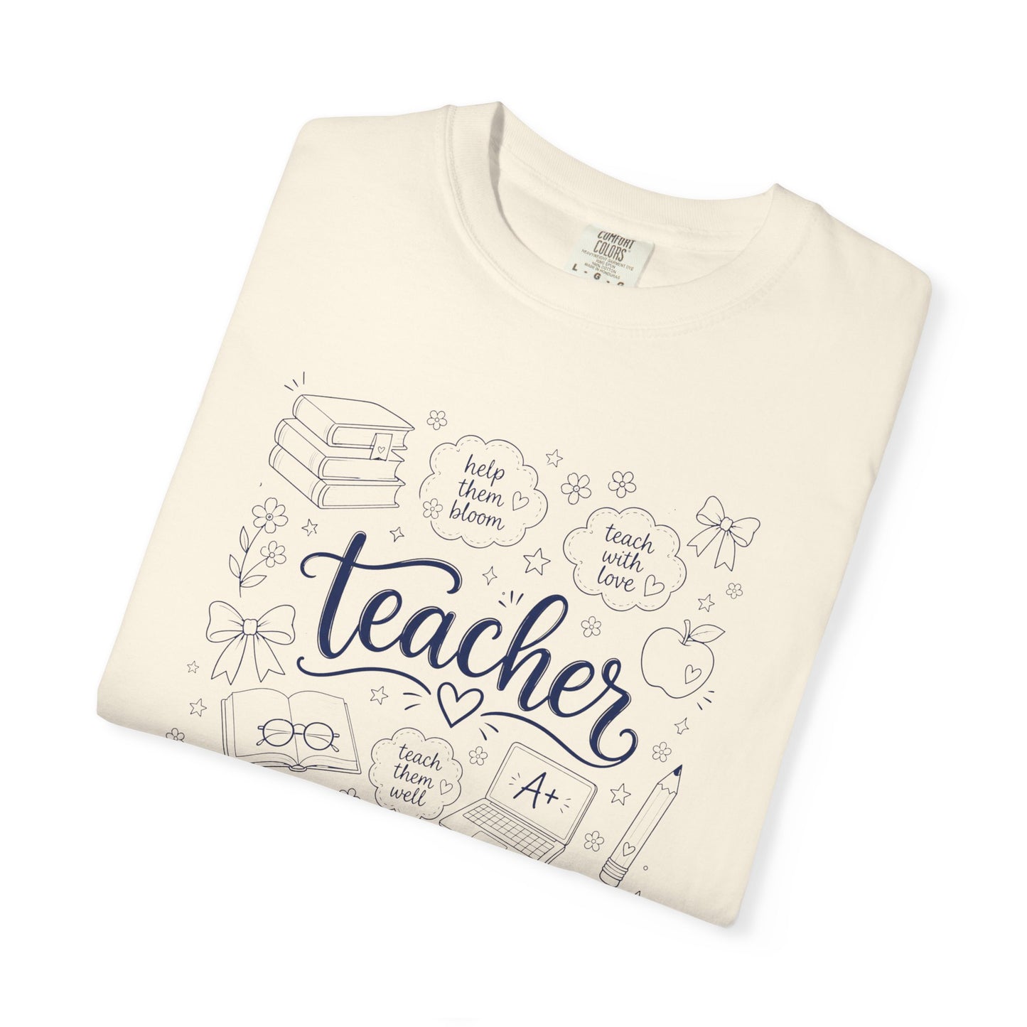 Teacher Comfort Colors® T-Shirt | Hand Drawn Teacher Graphic Tee