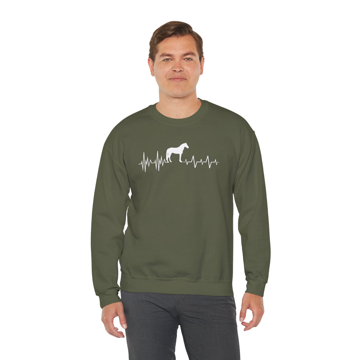 Regulated by Horses Heartbeat Crewneck Sweatshirt – Equine Therapy Inspired Horse Lover Gift