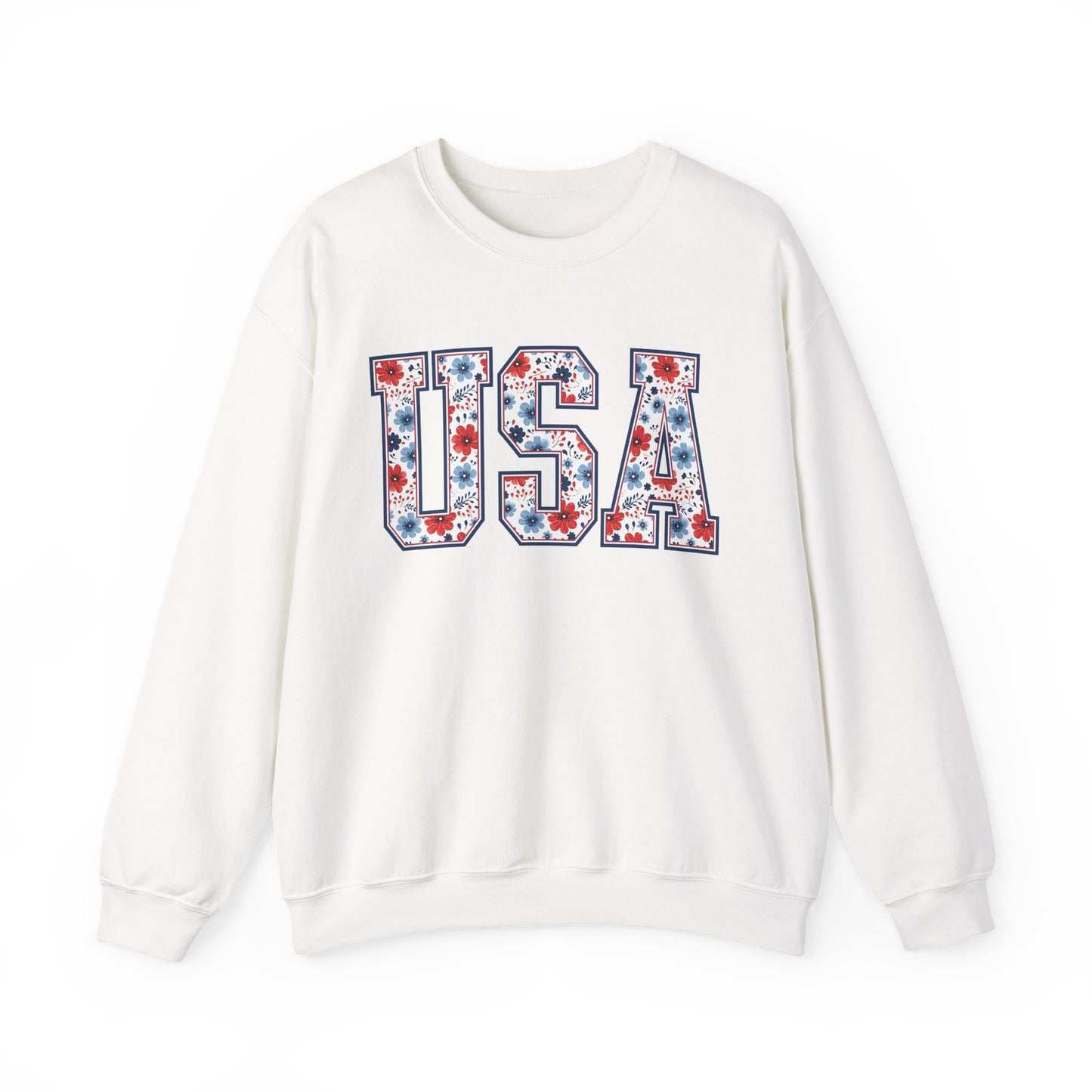 Floral USA  Vintage Americana Crewneck