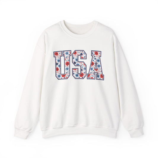 Floral USA  Vintage Americana Crewneck