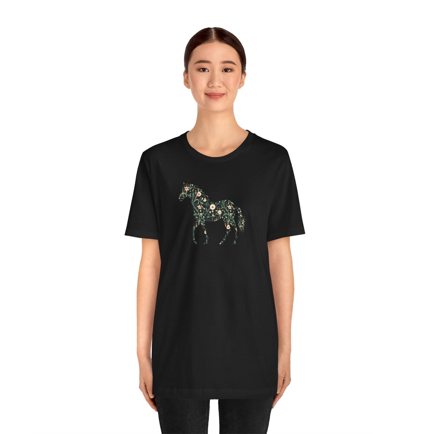 Floral Horse Short Sleeve T-Shirt - Green Vine