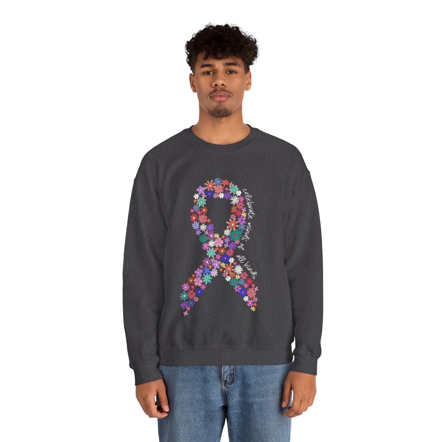 Minds of All Kinds Sweatshirt | Neurodiversity Awareness Floral Ribbon Crewneck
