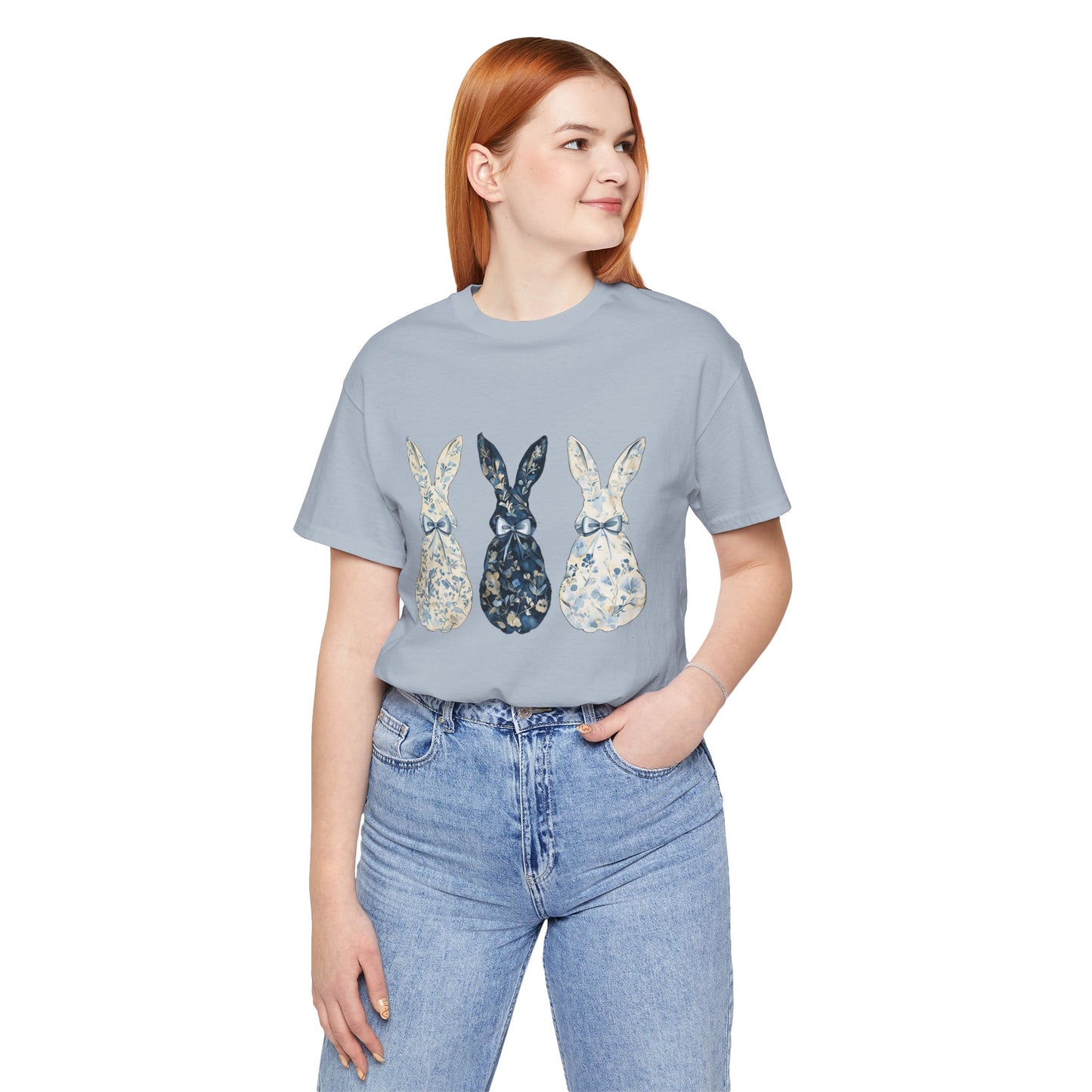 Blue Chinoiserie Bunny Shirt | Vintage Bunny Trio Tee