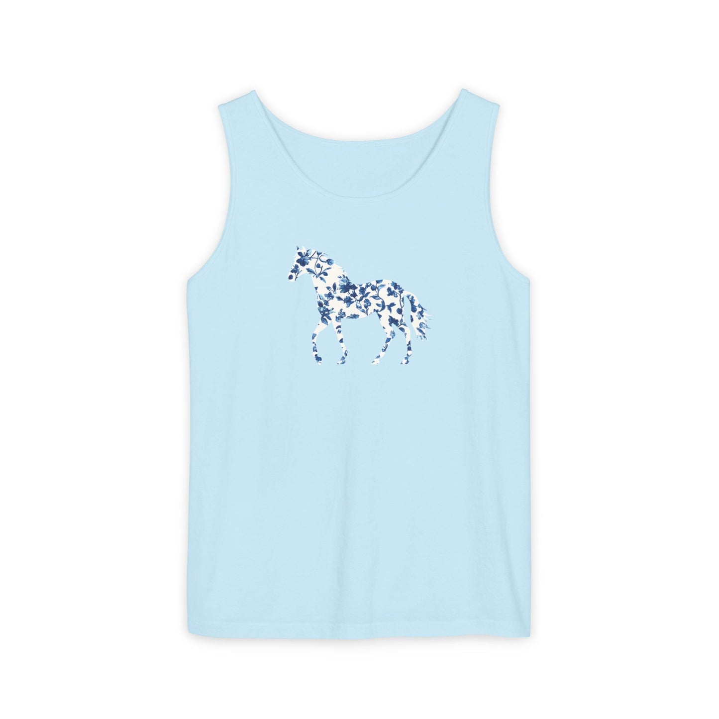 Floral Horse Tank - Blue Vines