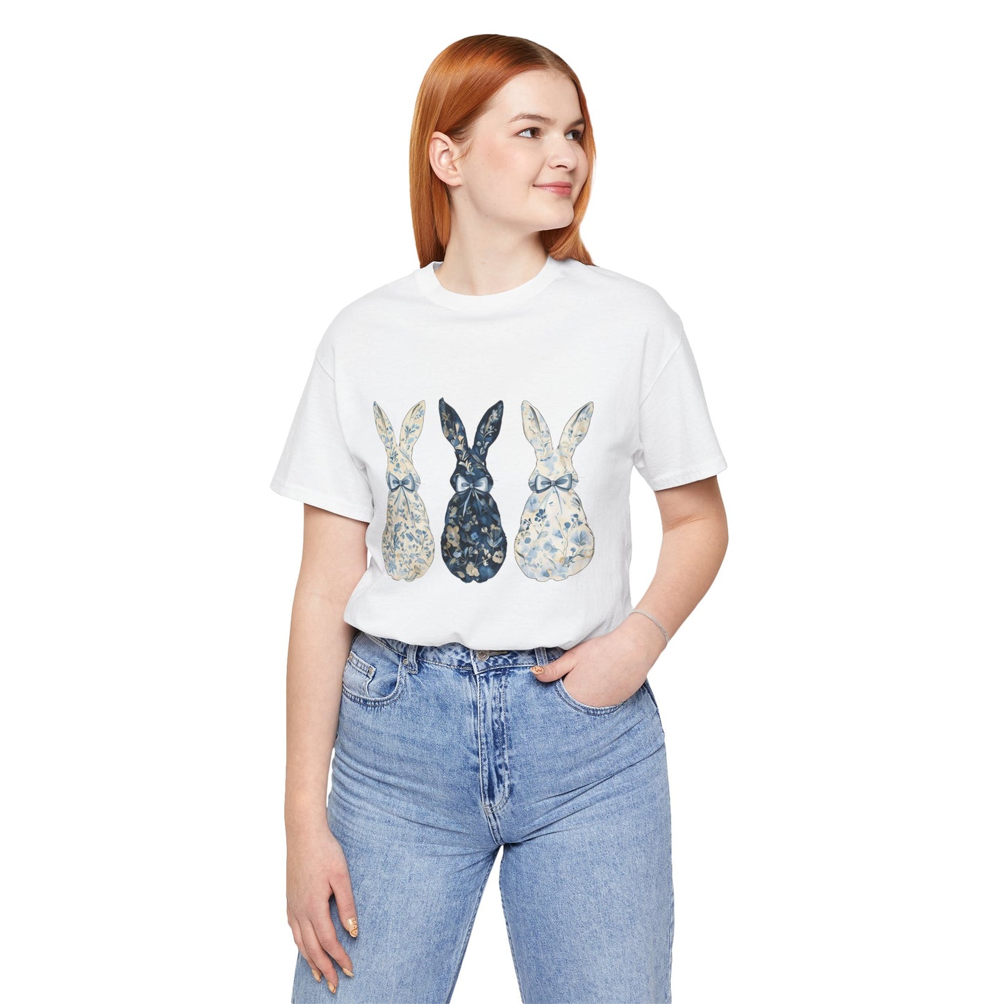 Blue Chinoiserie Bunny Shirt | Vintage Bunny Trio Tee