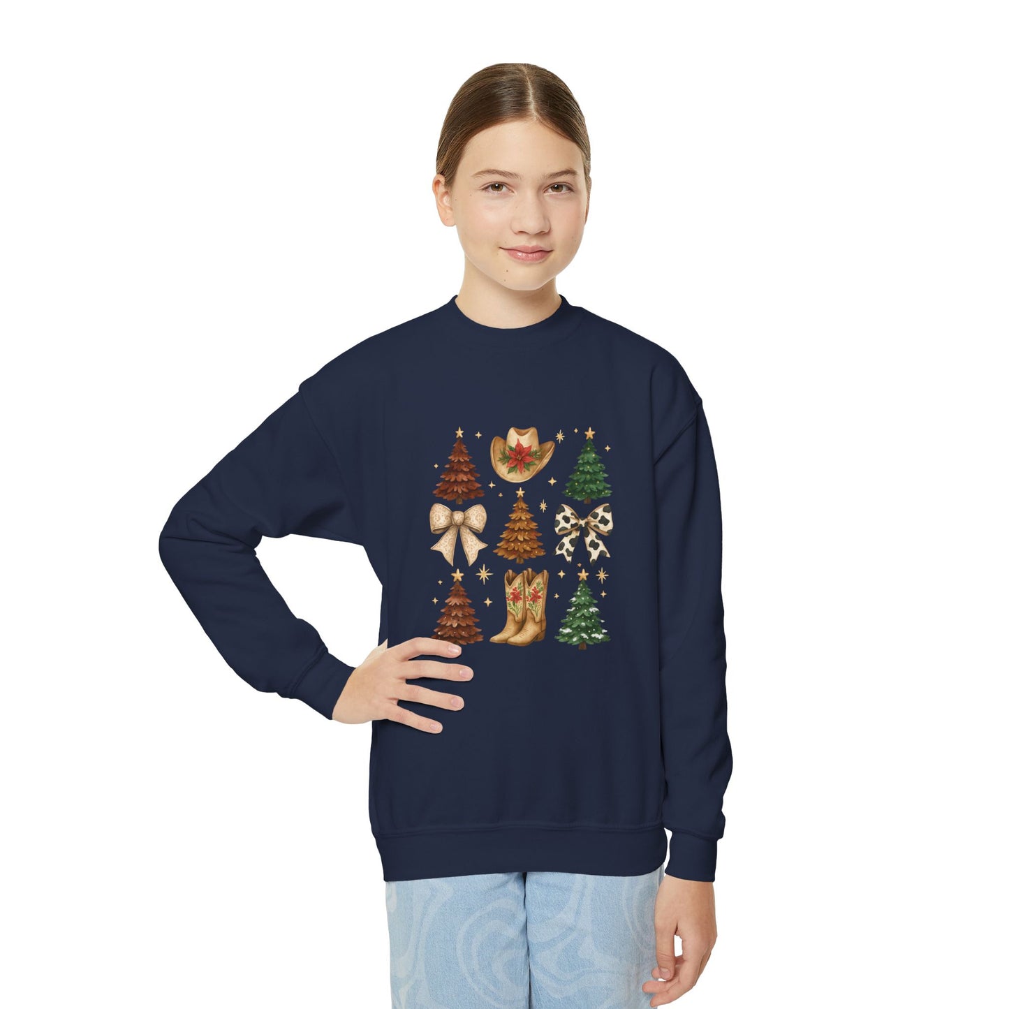 Cowgirl Christmas Youth Sweatshirt – Western Holiday Pullover for Kids