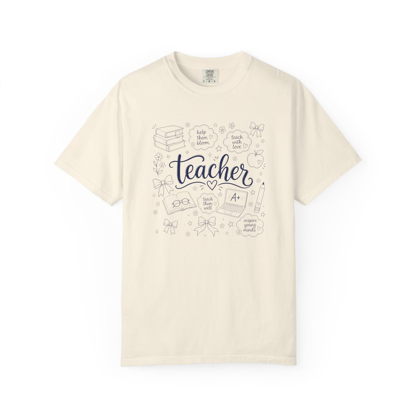 Teacher Comfort Colors® T-Shirt | Hand Drawn Teacher Graphic Tee