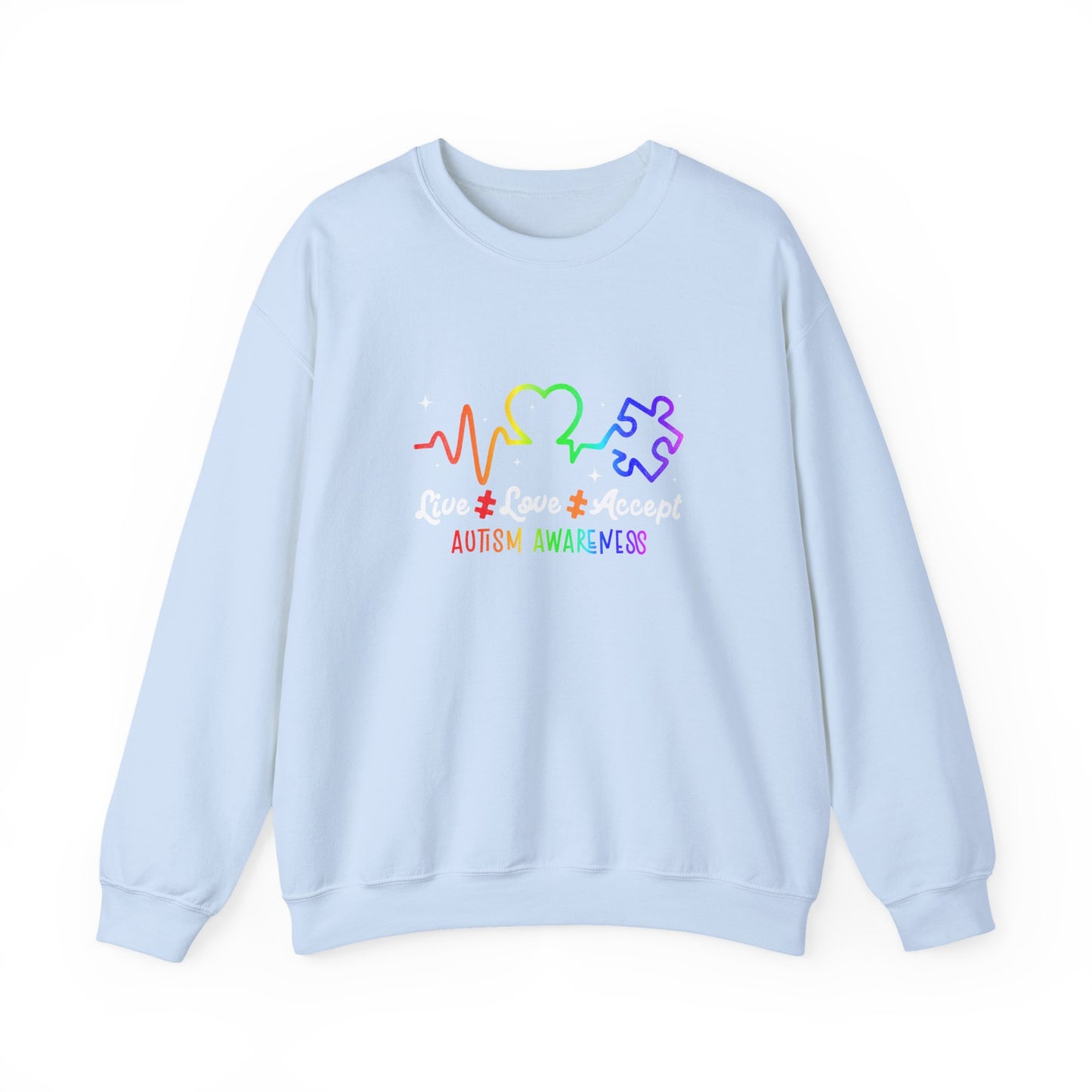 Live Love Accept Autism Awareness Sweatshirt | Neurodiversity Support Crewneck