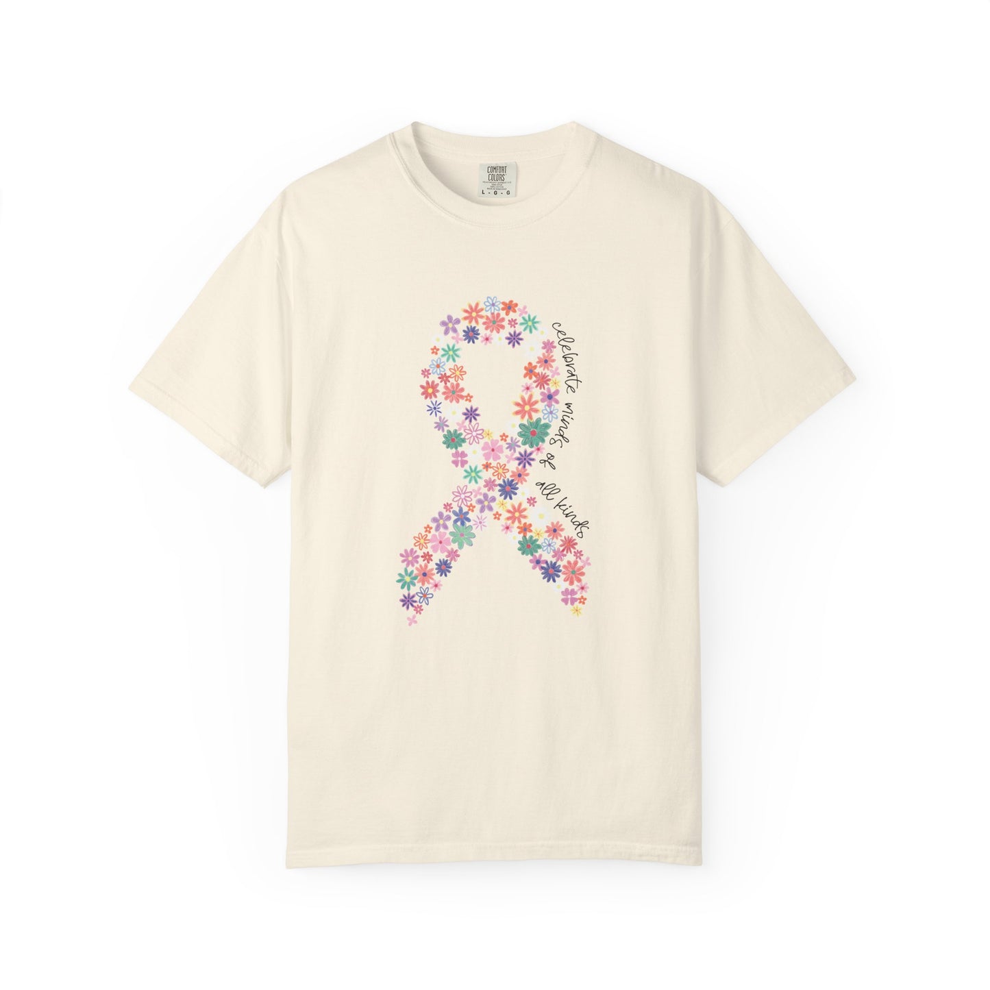 Minds of All Kinds T Shirt | Autism Awareness Floral Ribbon Tee | Comfort Colors Neurodiversity Inclusion