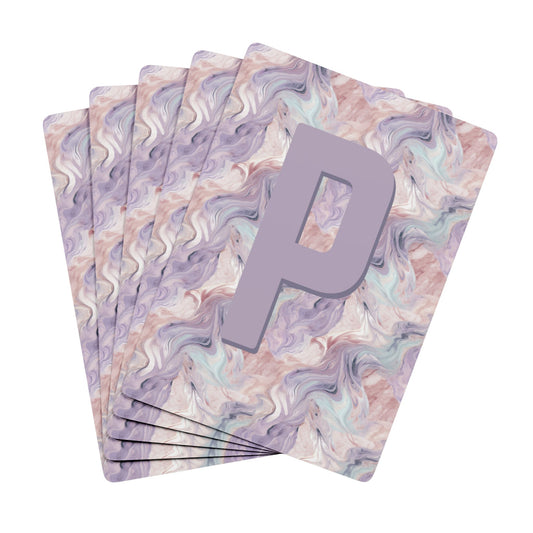 Personalized Pastel Marble Monogram Playing Cards