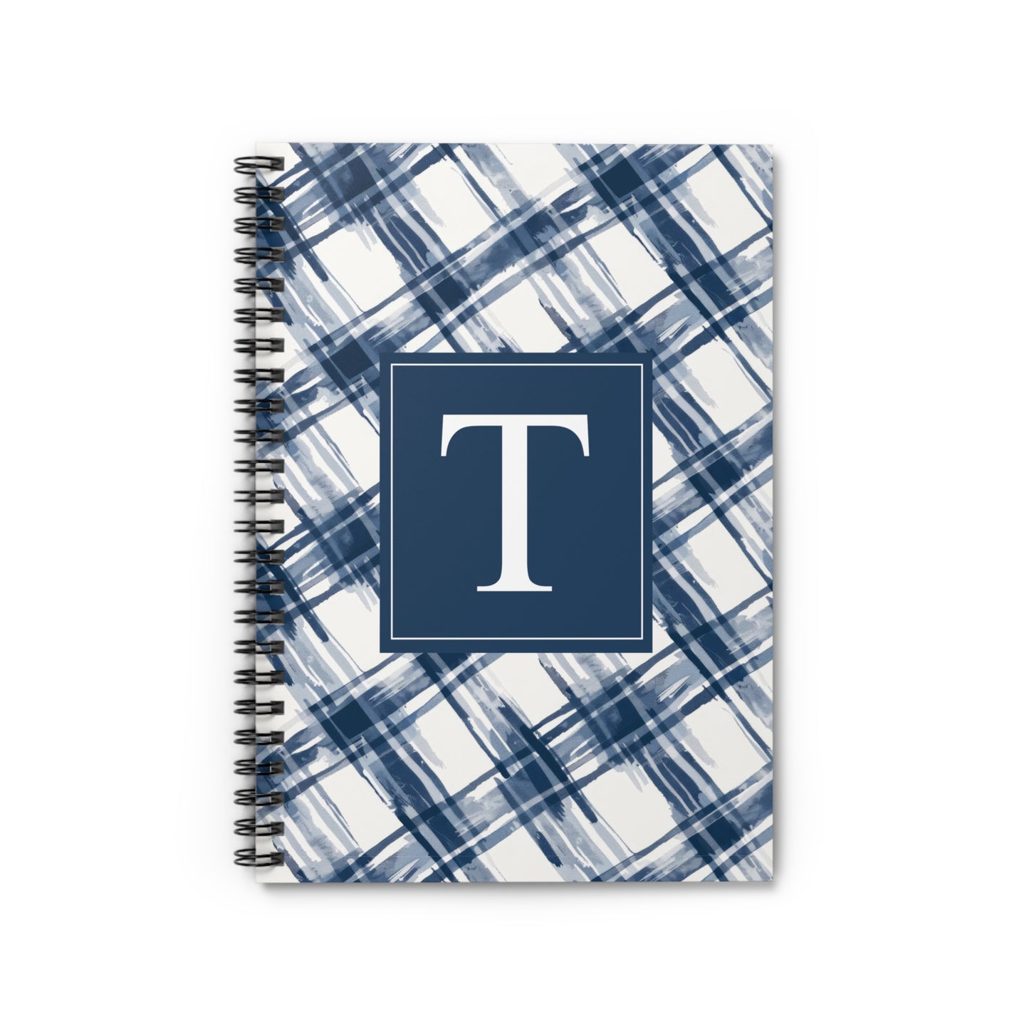 Personalized Blue Plaid Spiral Notebook