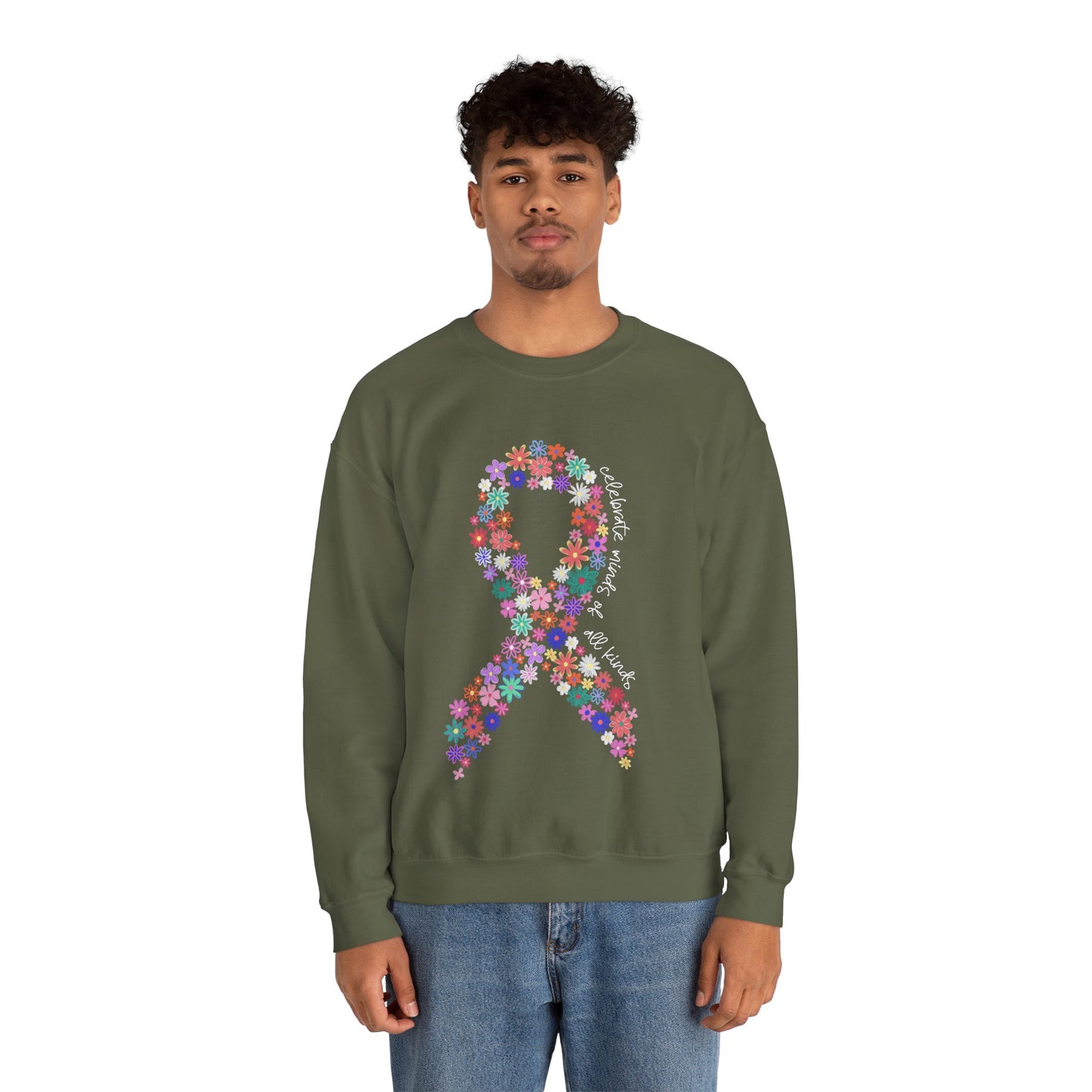 Minds of All Kinds Sweatshirt | Neurodiversity Awareness Floral Ribbon Crewneck