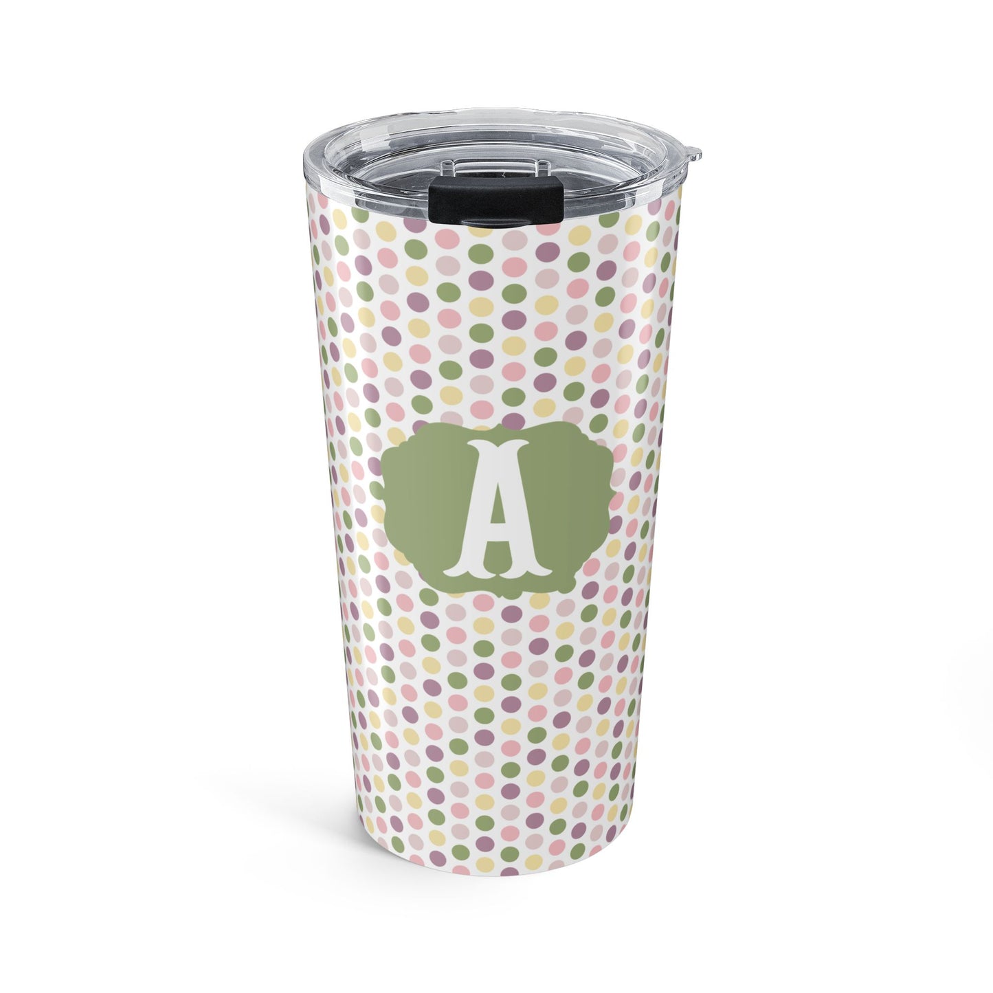 Personalized Pastel Polka Dot Tumbler  | Custom 20oz Stainless Steel Travel Cup