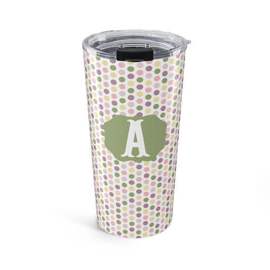 Personalized Pastel Polka Dot Tumbler  | Custom 20oz Stainless Steel Travel Cup